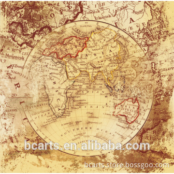 Hot sale vintage world map canvas oil painting